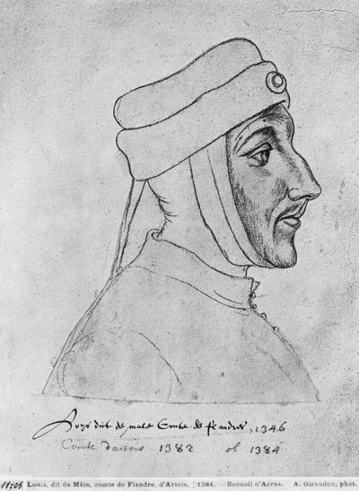 Ms 266 fol.54 Louis II van Vlaanderen, ook bekend als Louis III van Artois en Louis I van Palatijn Bourgondië, bekend als Louis van Male, uit 