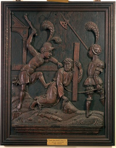 Onze Verlosser Valt terwijl Hij het Kruis Draagt, uit de kapel, ca. 1520 door Flemish School