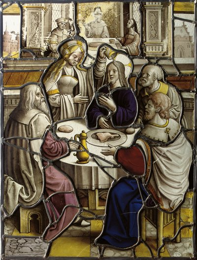 Paneel, waarschijnlijk Christus aan het avondmaal met Simon de Farizeeër door Flemish School