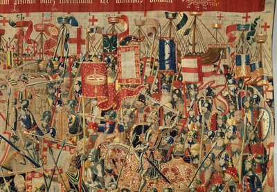 Parochiemuseum van wandtapijten (Museo Parroquial de Tapices de Pastrana). Vlaams wandtapijt. Inname van Arcila. Serie Veroveringen van koning Alfonso I van Portugal. door Flemish School