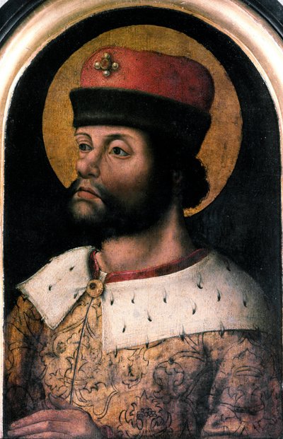 Portret van Karel de Grote (742-814) Anonieme schildering van de Vlaamse school. 16e eeuw Londen, Antiquaries Society door Flemish School
