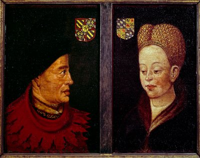 Portret van Jan zonder Vrees, Hertog van Bourgondië en Margaretha van Beieren, Hertogin van Bourgondië door Flemish School
