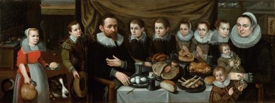 Portret van een familie bij de middagmaaltijd, 1610s door Flemish School