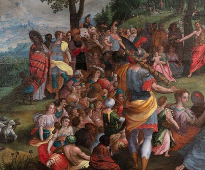 Prediking van Johannes in de woestijn door Flemish School