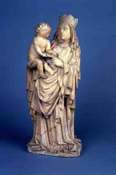 Beeld van de Madonna en Kind uit Luik of Maasvallei (albast) door Flemish School