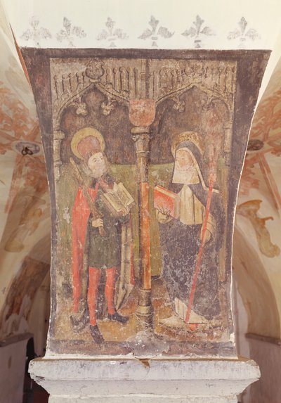 St. Bavo en St. Amalberga van Maubeuge, muurschildering uit de crypte, c.1480-1540 door Flemish School