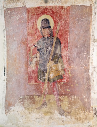 St. Brendan van Ierland, muurschildering uit de crypte, ca. 1480-1540 door Flemish School