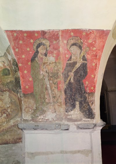 St. Simon en St. Claire, muurschildering uit de crypte, c.1480-1540 door Flemish School