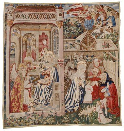 Tapijt met de aankondiging en de geboorte van Christus, Tournai door Flemish School