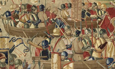 Tapijt met de veroveringen van koning Alfonso V van Portugal (detail) door Flemish School