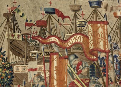 Tapijt met de veroveringen van koning Alfonso V van Portugal (detail) door Flemish School