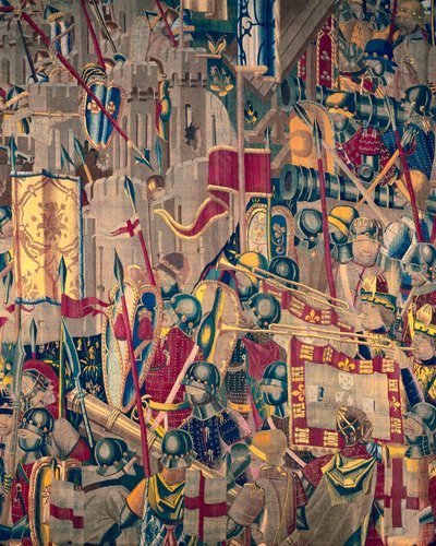 Tapijt dat de veroveringen van koning Alfonso V van Portugal toont, Tournai (detail) door Flemish School