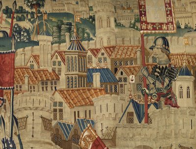 Wandtapijt met de veroveringen van koning Alfons V van Portugal (Conquistas de Alfonso V de Portugal), Tournai. Detail door Flemish School