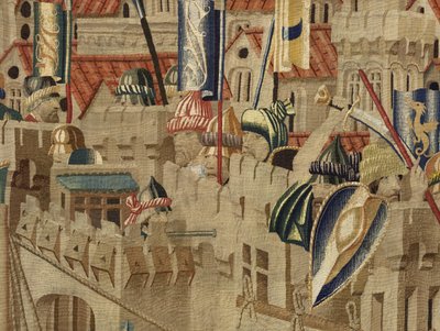 Wandtapijt met de veroveringen van koning Alfons V van Portugal (Conquistas de Alfonso V de Portugal), Tournai. Detail door Flemish School