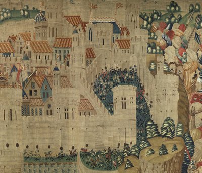 Wandtapijt met de veroveringen van koning Alfons V van Portugal (Conquistas de Alfonso V de Portugal), Tournai. Detail door Flemish School