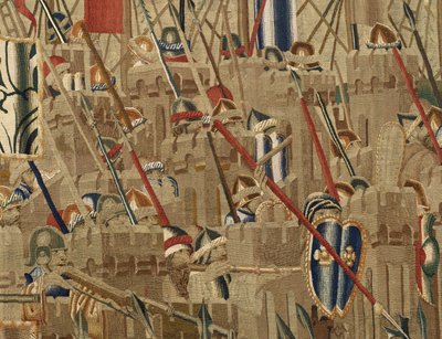 Wandtapijt met de veroveringen van koning Alfons V van Portugal (Conquistas de Alfonso V de Portugal), Tournai. Detail door Flemish School