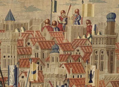 Tapijt met de veroveringen van koning Alfonso V van Portugal (Conquistas de Alfonso V de Portugal), Tournai (detail) door Flemish School