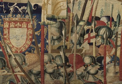 Tapijt met de veroveringen van koning Alfonso V van Portugal (Conquistas de Alfonso V de Portugal), Tournai (detail) door Flemish School