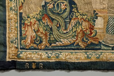 Tapijt met de veroveringen van koning Alfonso V van Portugal (Conquistas de Alfonso V de Portugal), Tournai (detail) door Flemish School