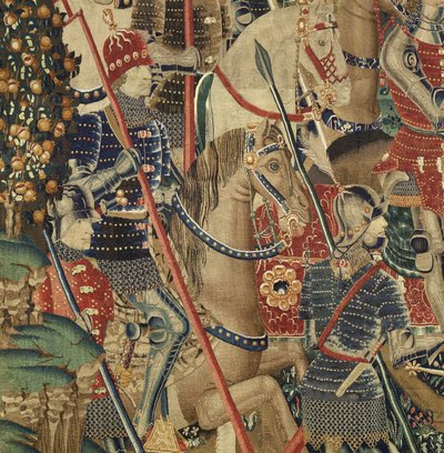 Tapijt met de veroveringen van koning Alfonso V van Portugal (Conquistas de Alfonso V de Portugal), Tournai (detail) door Flemish School
