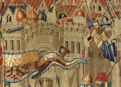 Tapijt met de veroveringen van koning Alfonso V van Portugal (Conquistas de Alfonso V de Portugal), Tournai (detail) door Flemish School
