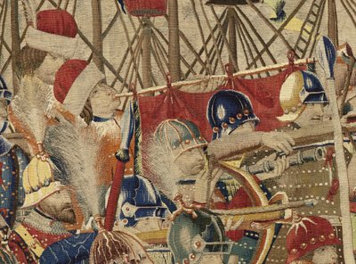 Wandtapijt met de veroveringen van koning Alfons V van Portugal door Flemish School