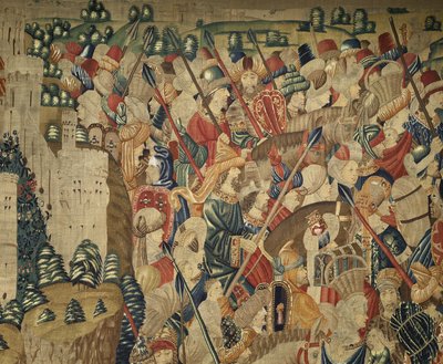 Wandtapijt met de veroveringen van koning Alfons V van Portugal door Flemish School