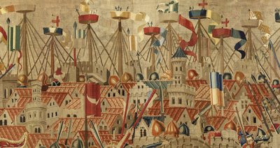 Wandtapijt met de veroveringen van koning Alfons V van Portugal door Flemish School