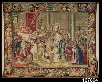 De Kroning van Karel V (1500-58) uit Het Wandtapijt van Karel Quint, ca. 1630-40 door Flemish School