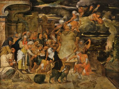 De heksensabbat (olieverf op paneel) door Flemish School