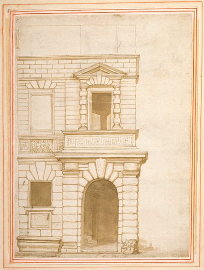 De gevel van het huis van Giulio Romano in Rome door Flemish School