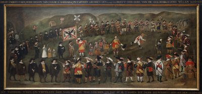 De leden van de jam van Saint Barbe van Duinkerken in 1633. Anoniem Vlaams schilderij, olieverf op doek door Flemish School