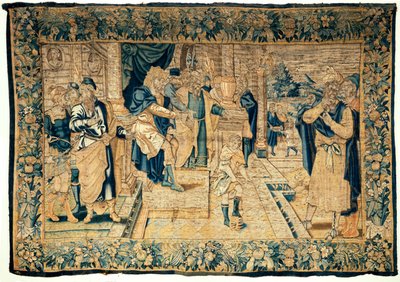 De universiteitscollecties. Vlaamse wandtapijt. Mozes breekt de kroon van de farao. Oudenaarde. Ca 1550. door Flemish School