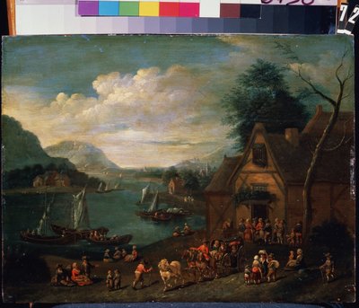 Een taverne aan de kust door Flemish School