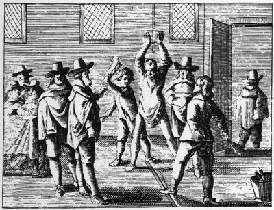 Tovenaar gestraft door kinderen - Gravure uit 1725 in 