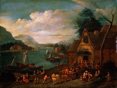 Een taverne aan de kust, 16e-18e eeuw door Flemish master