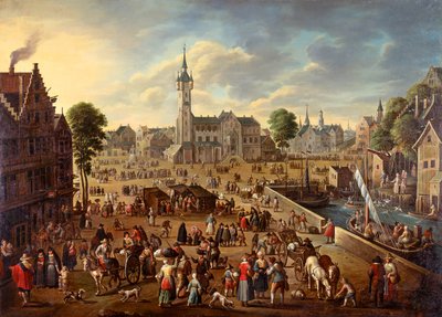 Stadsgezicht van het Hoofdplein in Lier, ca. 1620-1625 door Flemish master