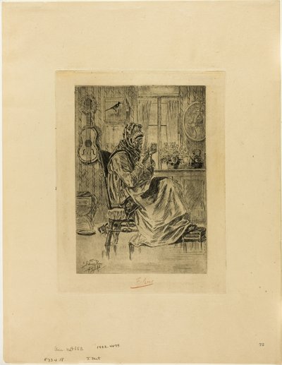 Oude Vrouw met een Naald door Félicien Rops