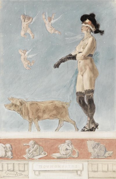 Pornokrates La Dame au cochon door Félicien Rops