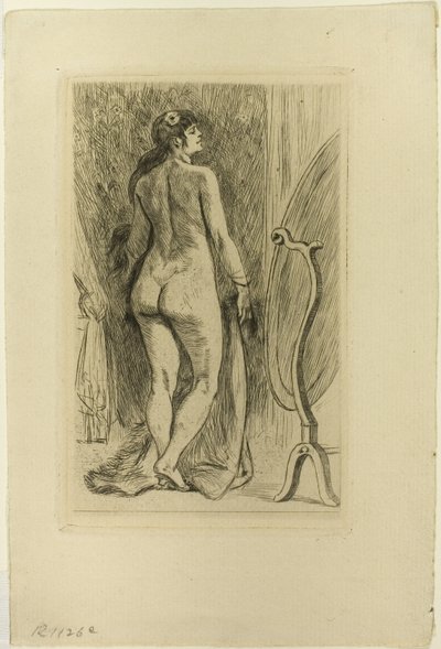 Staande Vrouw met een Bontjas door Félicien Rops