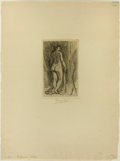 Staande vrouw met bont door Félicien Rops