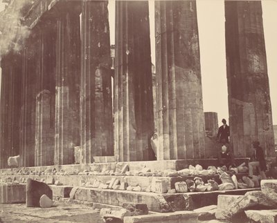 Details van de colonnade van het Parthenon, Athene, ca. 1870s door Félix Bonfils