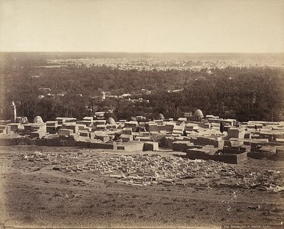 Panoramisch uitzicht op Damascus, Syrië, vanaf Salahie door Félix Bonfils