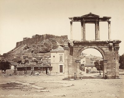 De Boog van Hadrianus op de Akropolis van Athene door Félix Bonfils
