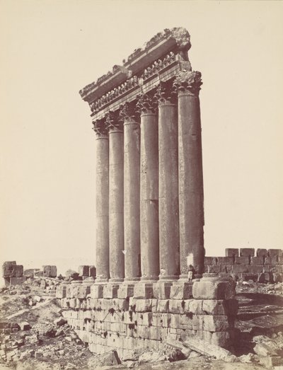 De Tempel van de Zon in Baalbek, ca. 1870 door Félix Bonfils