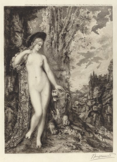De verliefde leeuw door Félix Bracquemond, after Gustave Moreau