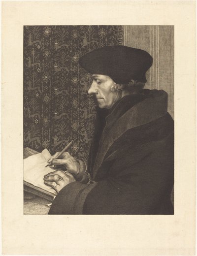 Erasmus door Félix Bracquemond after Hans Holbein the Younger
