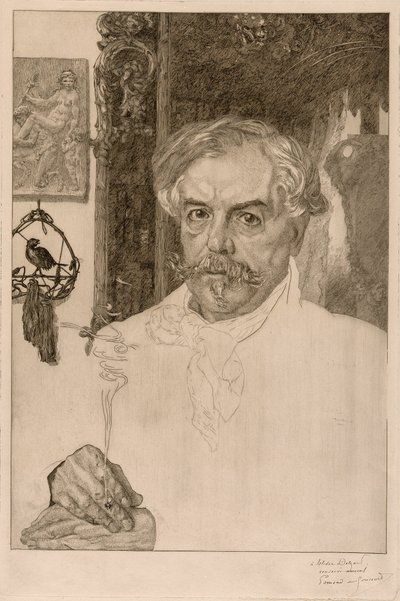Portret van Edmond de Goncourt door Félix Henri Bracquemond
