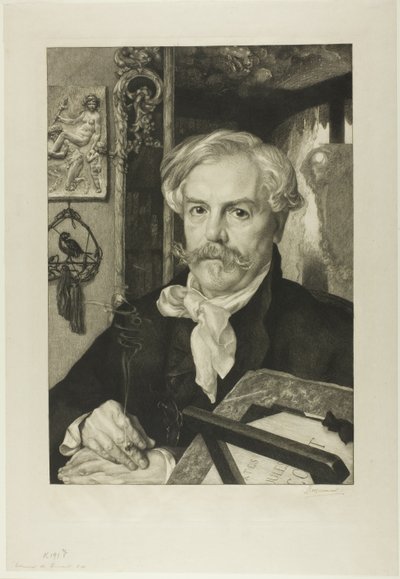 Portret van Edmond de Goncourt door Félix Henri Bracquemond