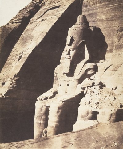 Abou Sembil, Grand Spéos - Kolossale standbeelden, driekwart zicht, 1851-52 door Félix Teynard